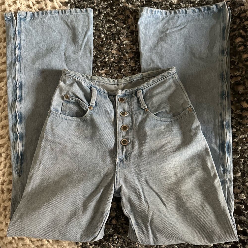 light wash flare jeans